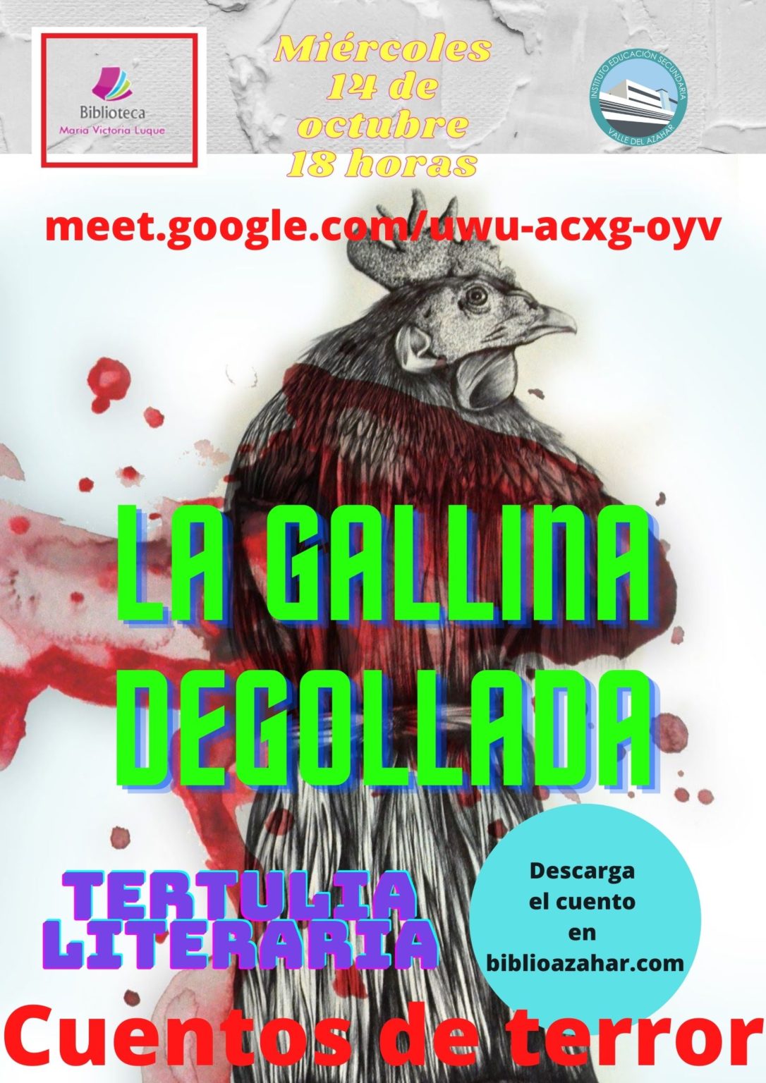 Tertulia literaria La gallina degollada, Horacio Quiroga. Biblioteca María Victoria Luque